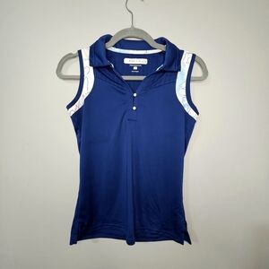 Pebble Beach Performance Sleeveless Top Golf  Polo Tank Blue Womens Size Small